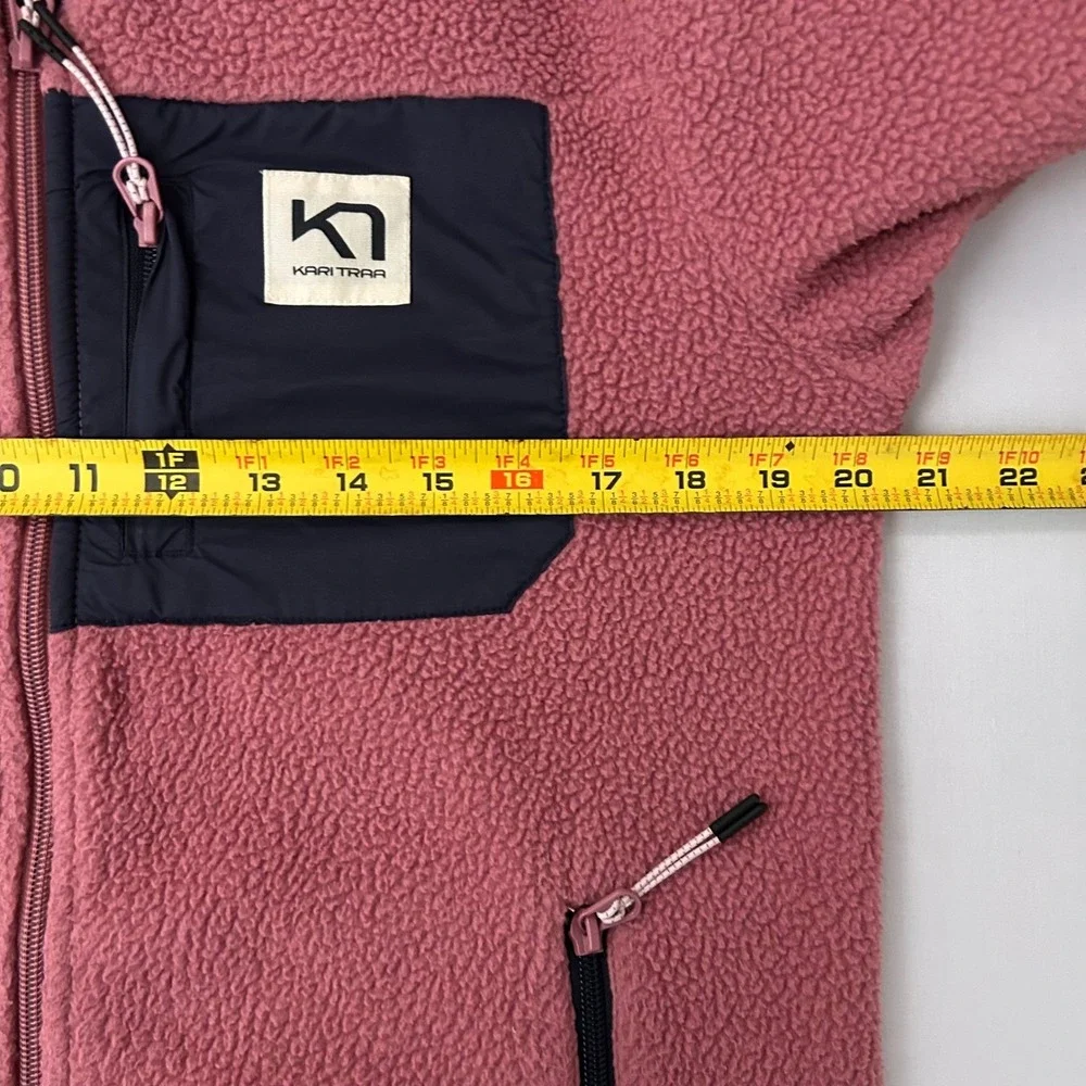 Kari Traa Jacket Womens Medium Rose Pink Rothe Sherpa Full Zip‎ Fleece Mock Neck
